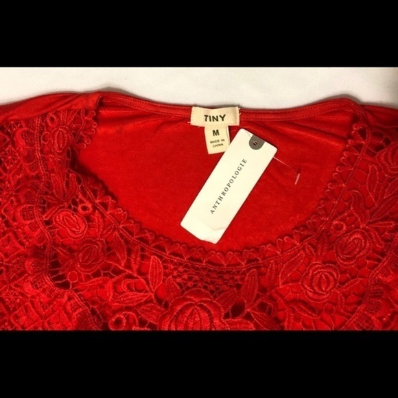 Anthropology Tiny Red Lace Sleeveless Tops - Picture 4 of 10